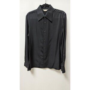 Pancaldi & B by Cuzzens Off-Black Silk Button-Down Shirt